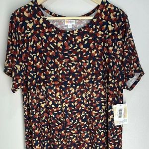 Lularoe Carly Dress Navy Fall Floral Swing Hi Low